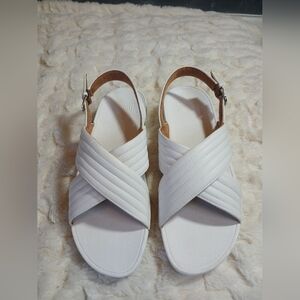 FitFlop Lulu Womens 10 Padded Back Strap Sandals Urban White